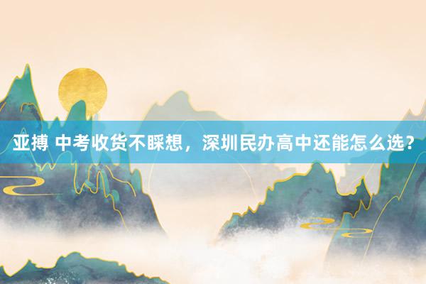 亚搏 中考收货不睬想，深圳民办高中还能怎么选？