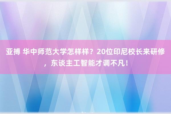 亚搏 华中师范大学怎样样？20位印尼校长来研修，东谈主工智能才调不凡！