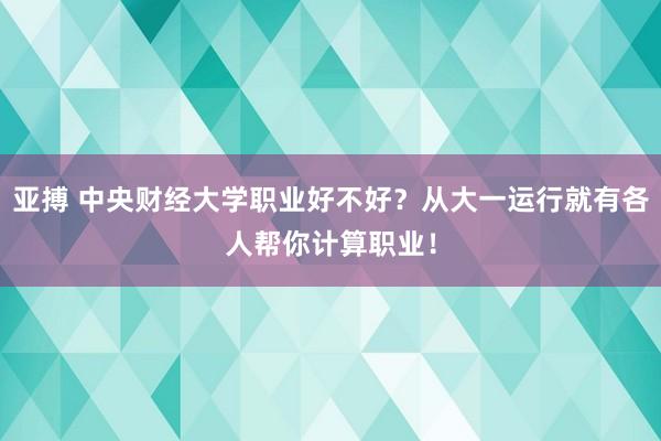 亚搏 中央财经大学职业好不好？从大一运行就有各人帮你计算职业！